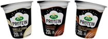 three Arla Protein pudding packshots