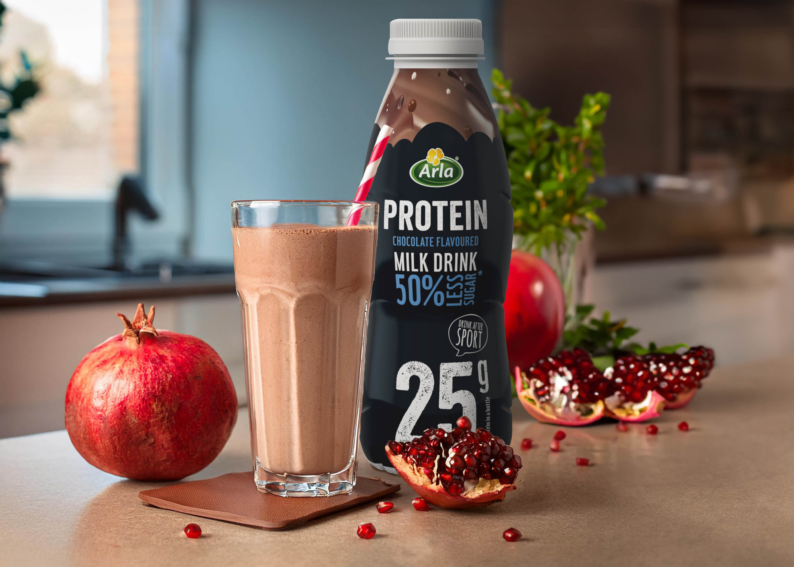 Ποτό Arla Protein σε ποτήρι