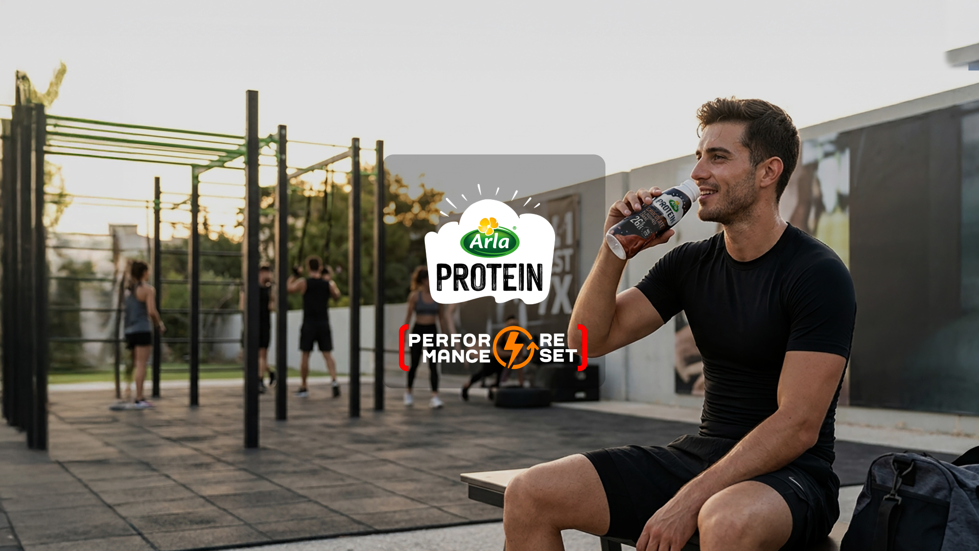 An athlete drinking water